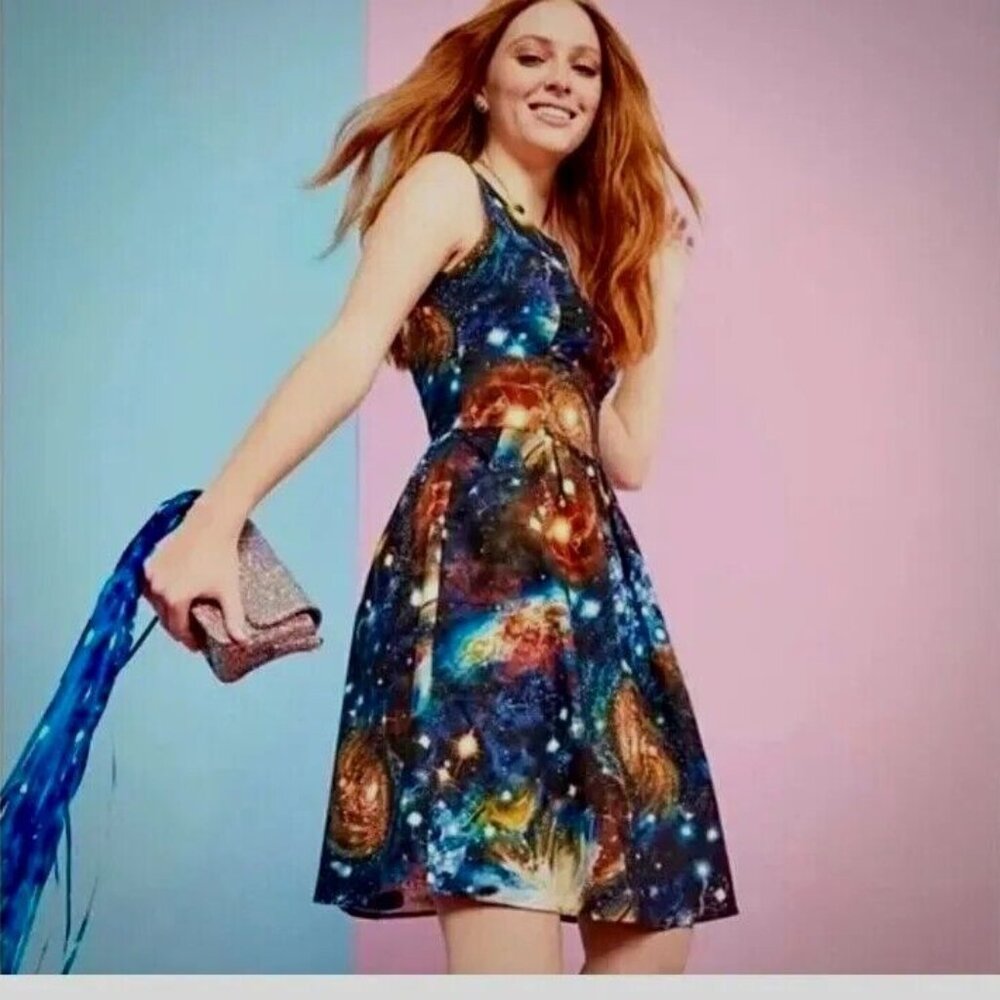 ModCloth Heart And Solar System Galaxy Print Dress